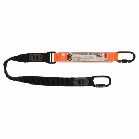LINQ WEBBING LANYARD ELASTICATED SNG LEG; 1 X SCREW GATE KARABINER